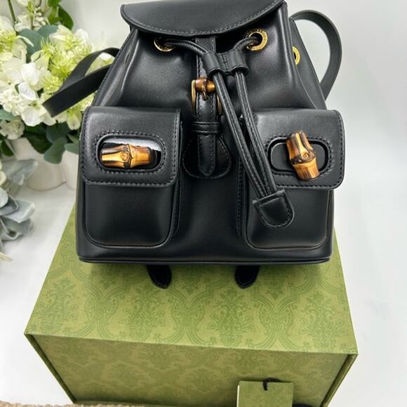 Gucci leather bamboo backpack made in Italy NWT display picture 3